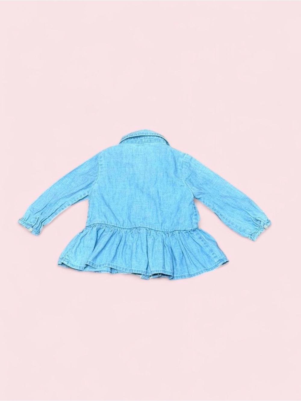 Ralph Lauren Baby Girl 6M Chambray Denim Button Up Shirt Pony Logo Preppy EUC - Picture 6 of 7